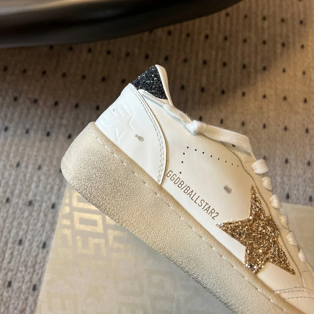 Golden Goose Women’s White Sneakers with Gold Glitter Star Detail - Picture 6 of 16